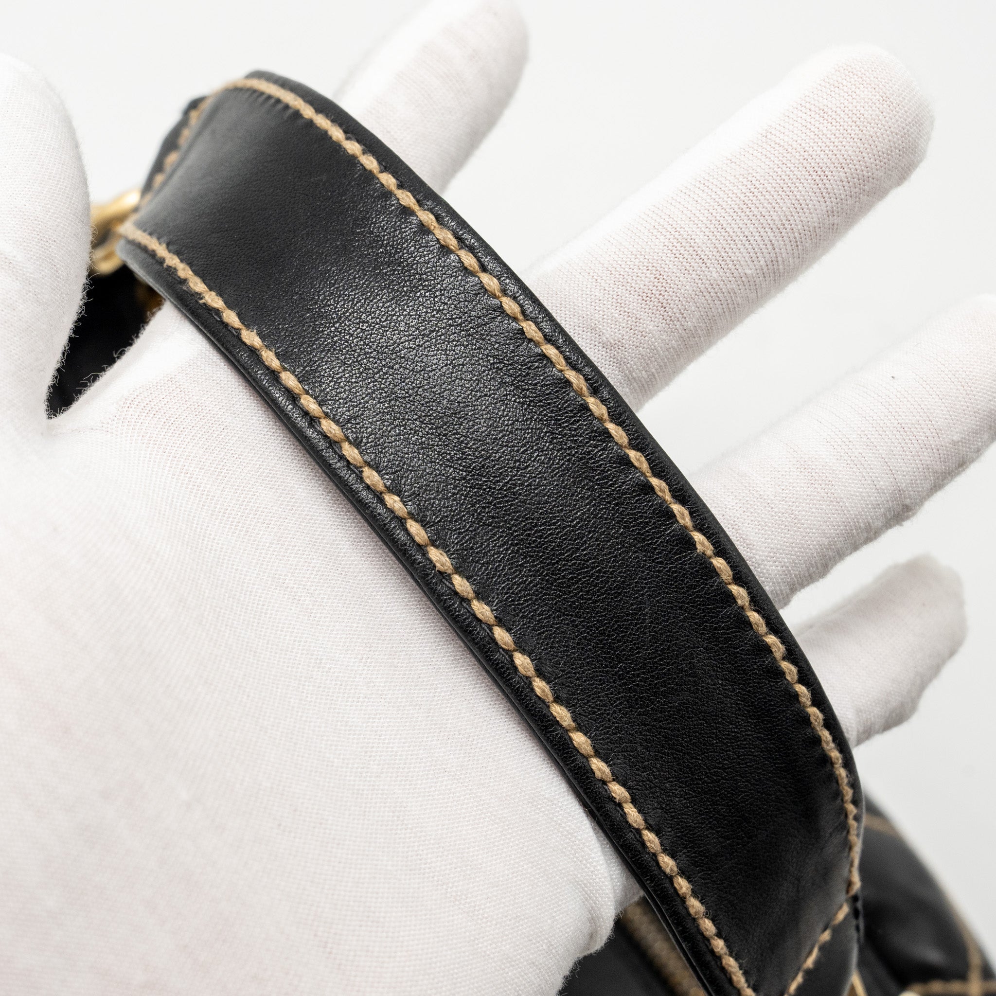 Chanel Vintage Wild Stitch Shoulder Bag Calfskin Black