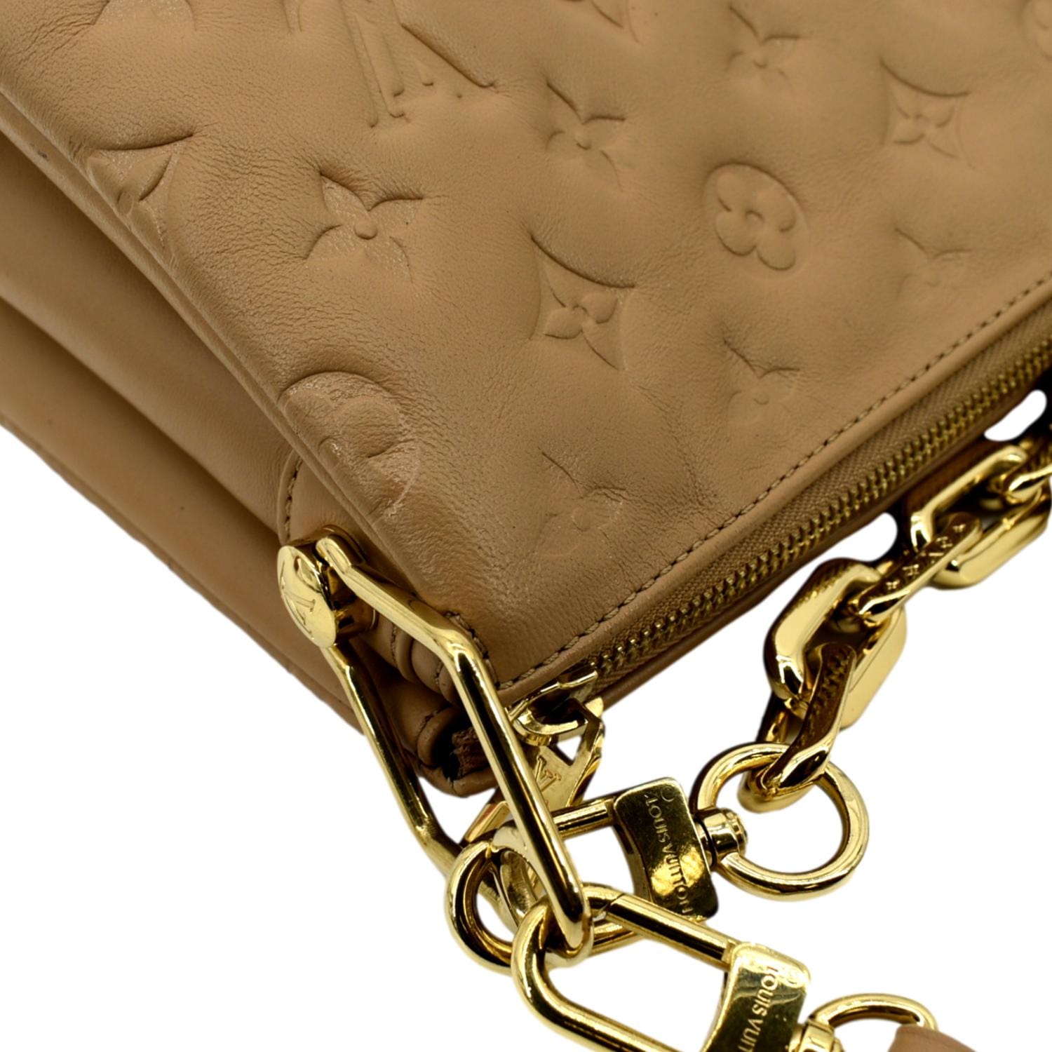 LOUIS VUITTON Coussin PM Monogram Embossed Shoulder Bag Camel