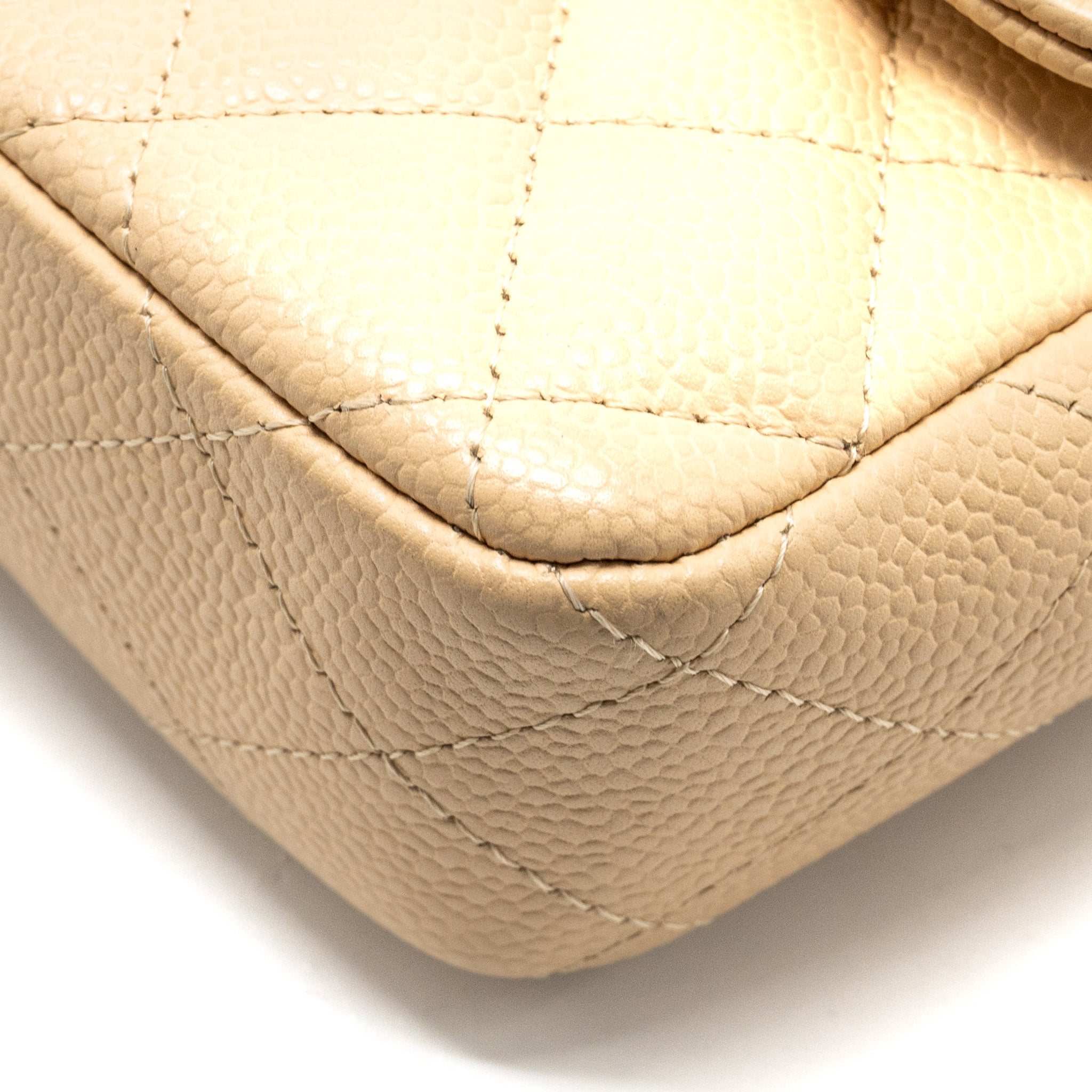 Chanel East-West Flap Shoulder Bag Caviar Beige