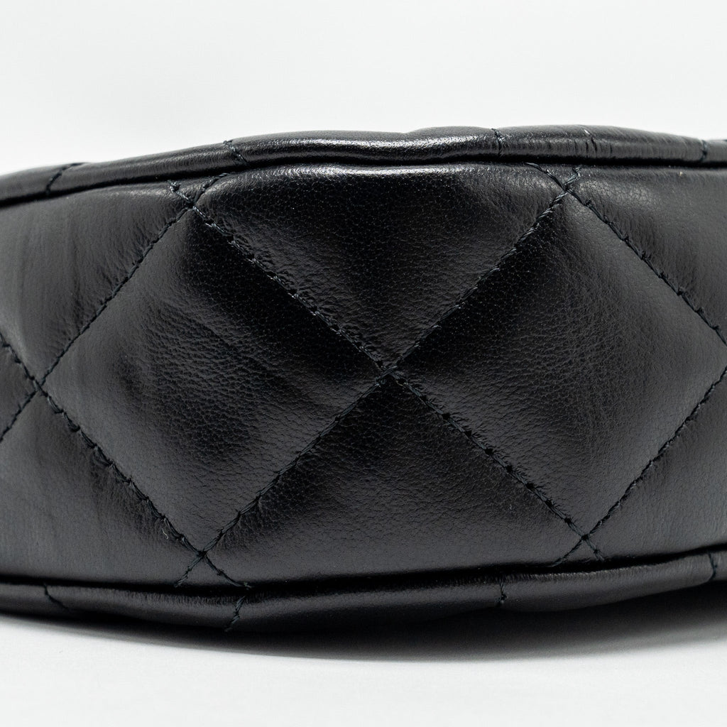 Chanel 23k Small Hobo Shoulder Bag Calfskin Black  (microchip)