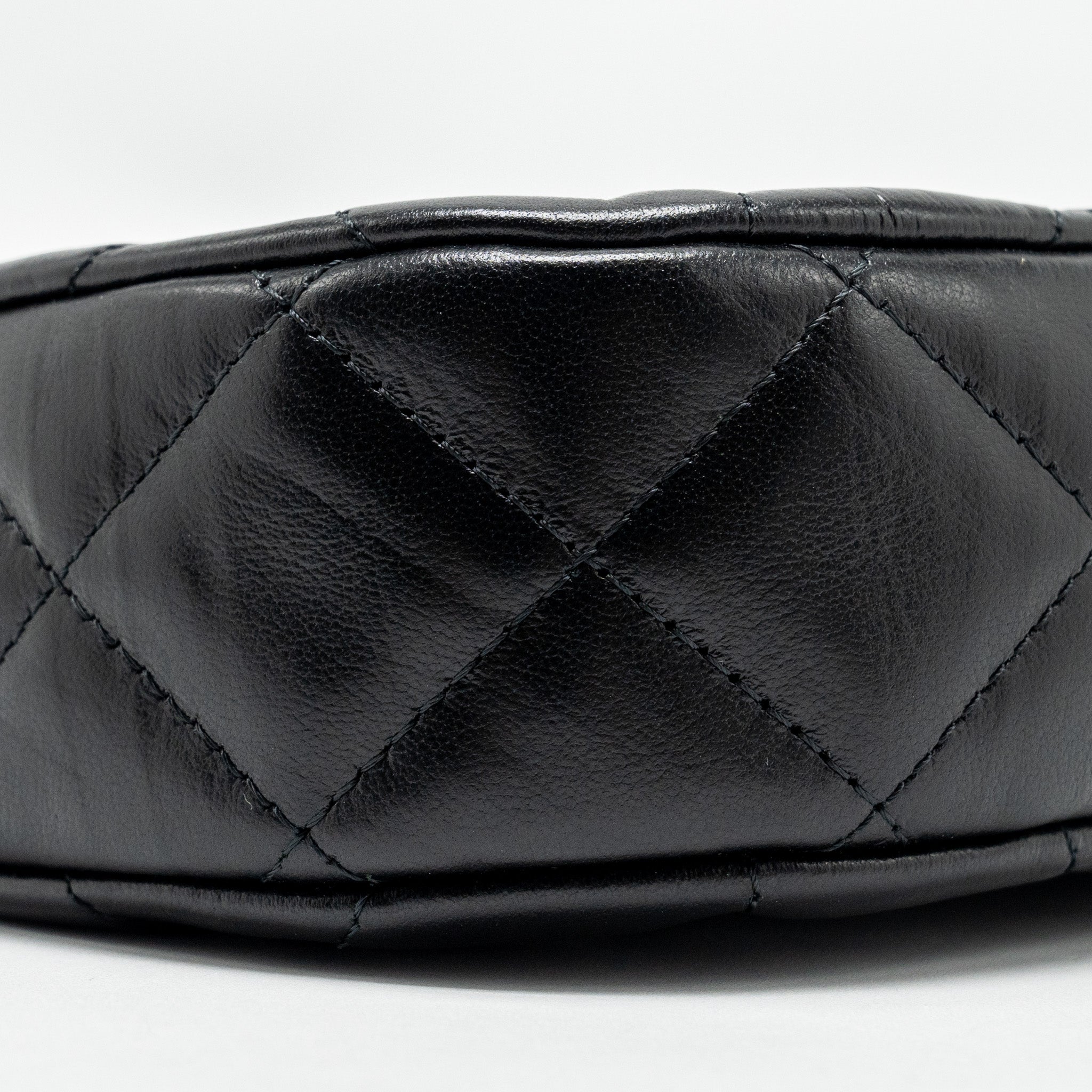 Chanel 23k Small Hobo Shoulder Bag Calfskin Black  (microchip)