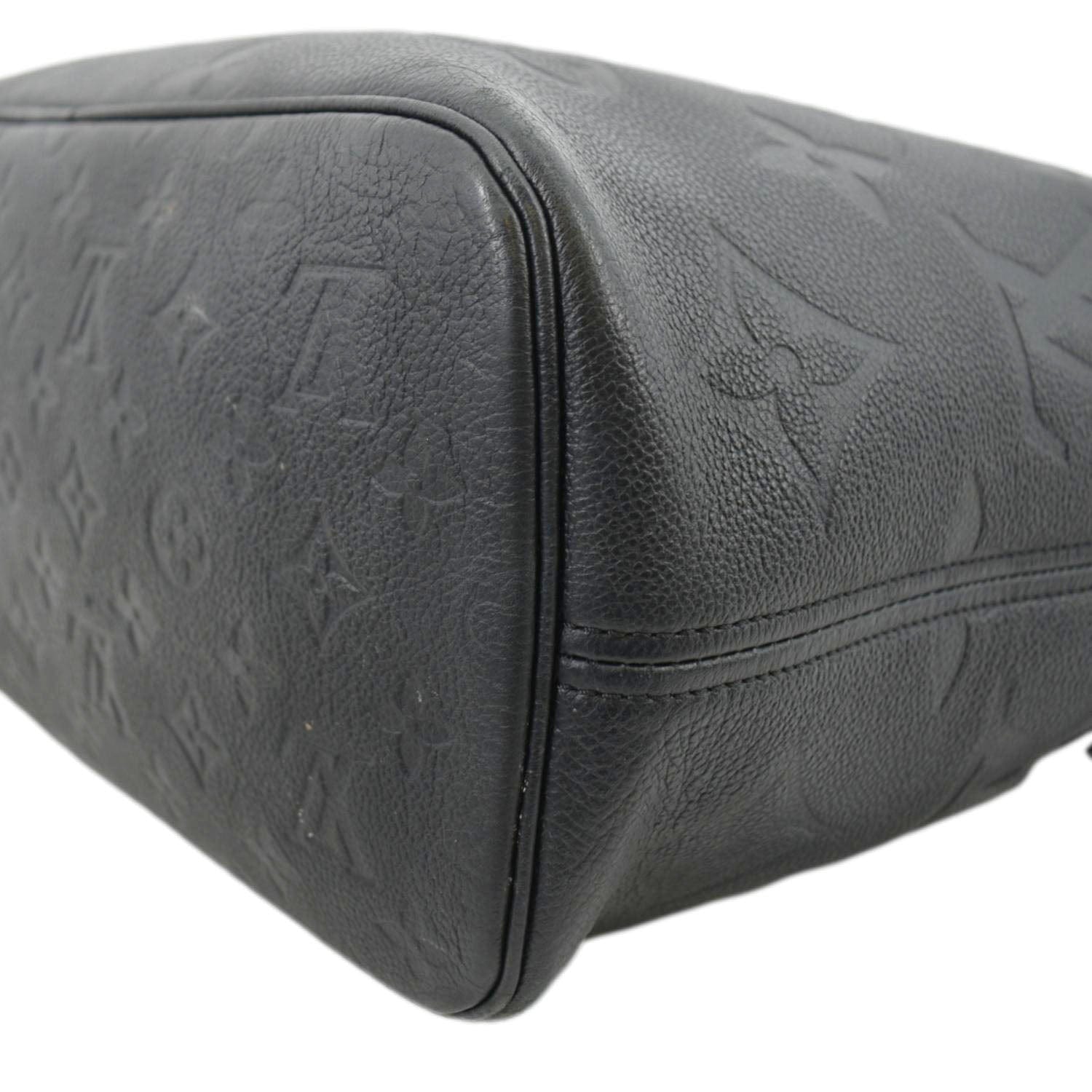 LOUIS VUITTON Neverfull MM Empreinte Leather Tote Shoulder Bag Black
