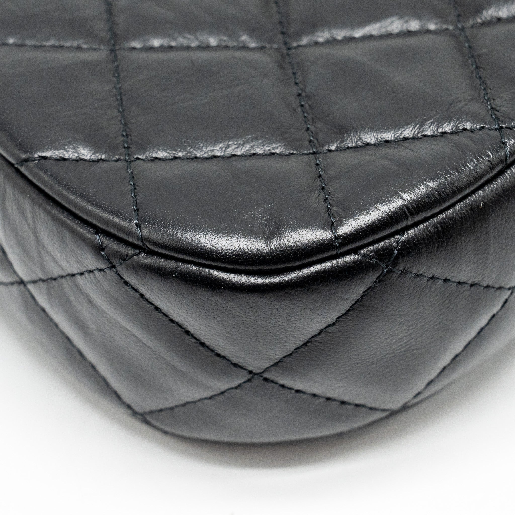 Chanel 23k Small Hobo Shoulder Bag Calfskin Black  (microchip)