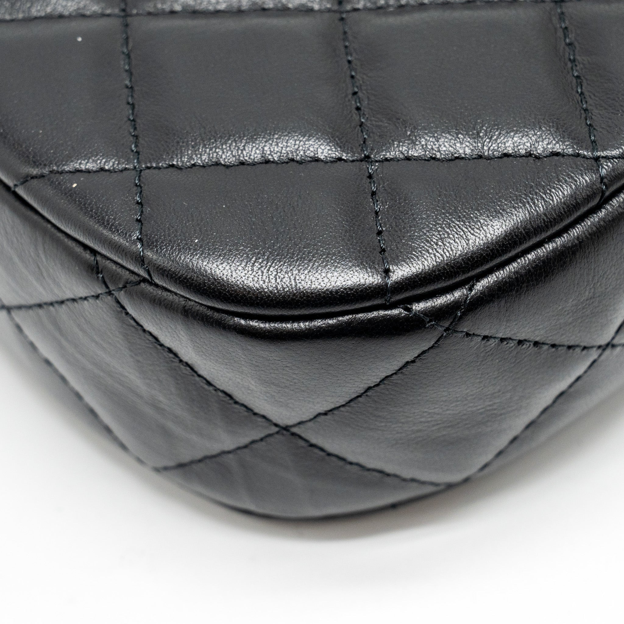 Chanel 23k Small Hobo Shoulder Bag Calfskin Black  (microchip)