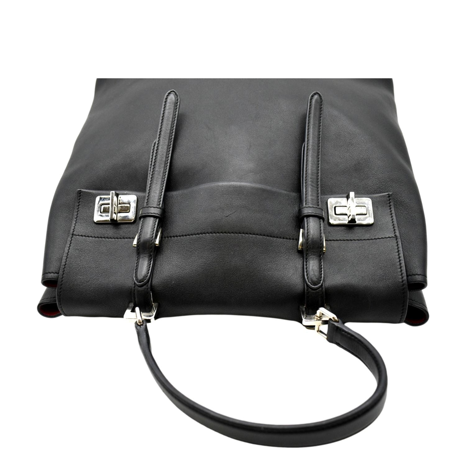 PRADA 2way Leather Tote Shoulder Bag Black BN2815