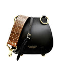 BURBERRY The Bridle Haymarket Check Leather Shoulder Bag Black