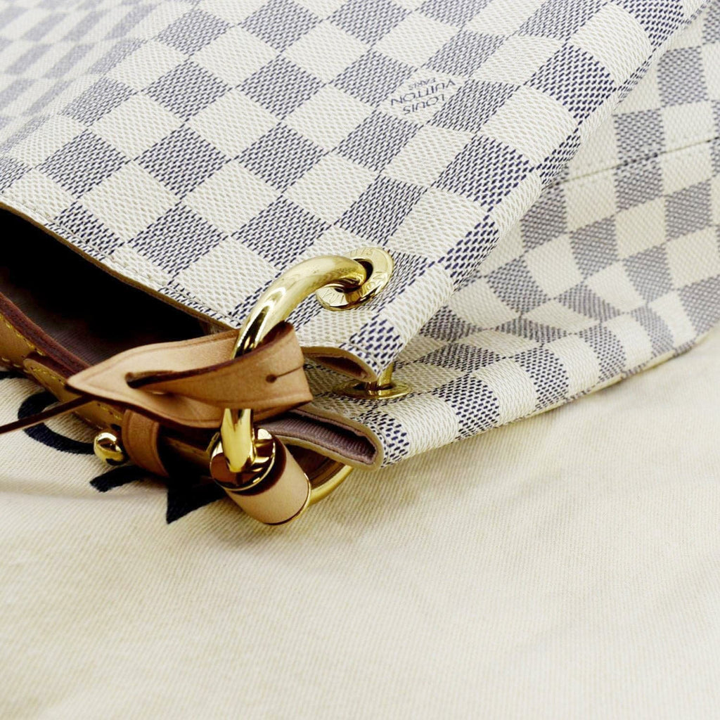 LOUIS VUITTON Graceful MM Damier Azur Hobo Shoulder Bag White