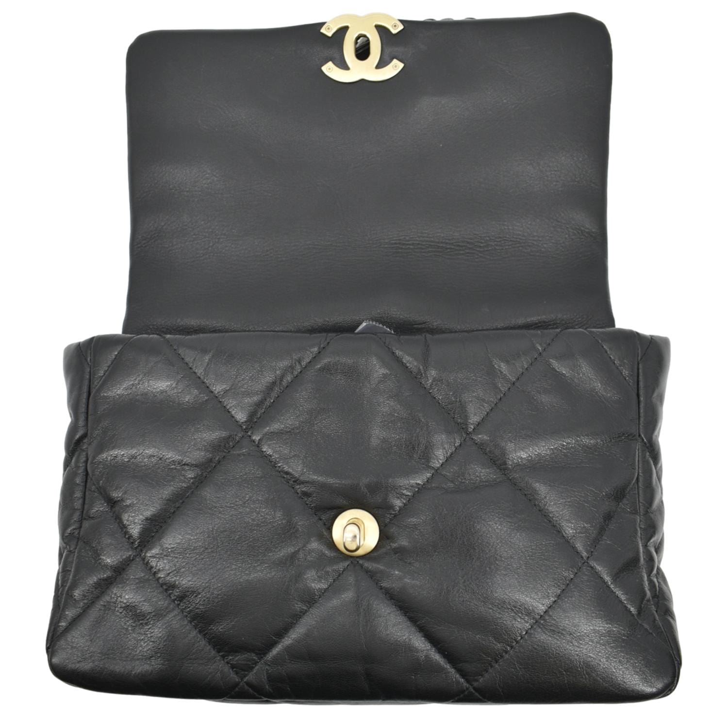 CHANEL 19 Medium Quilted Lambskin Leather Flap Shoulder Bag Black