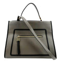 FENDI Runway Shopper Leather Tote Shoulder Bag Grey