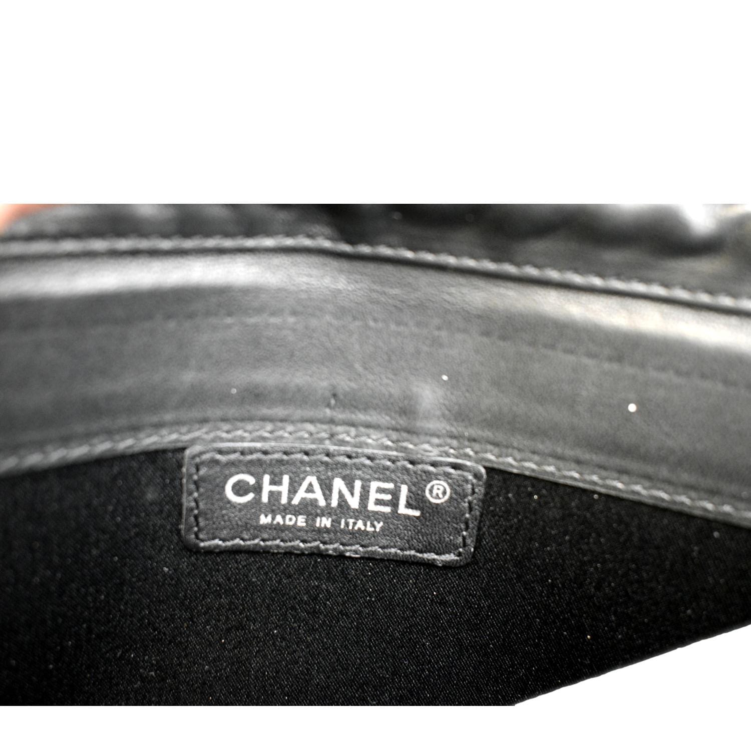 CHANEL Long Flap Quilted Patent Leather Chain Shoulder Bag Black