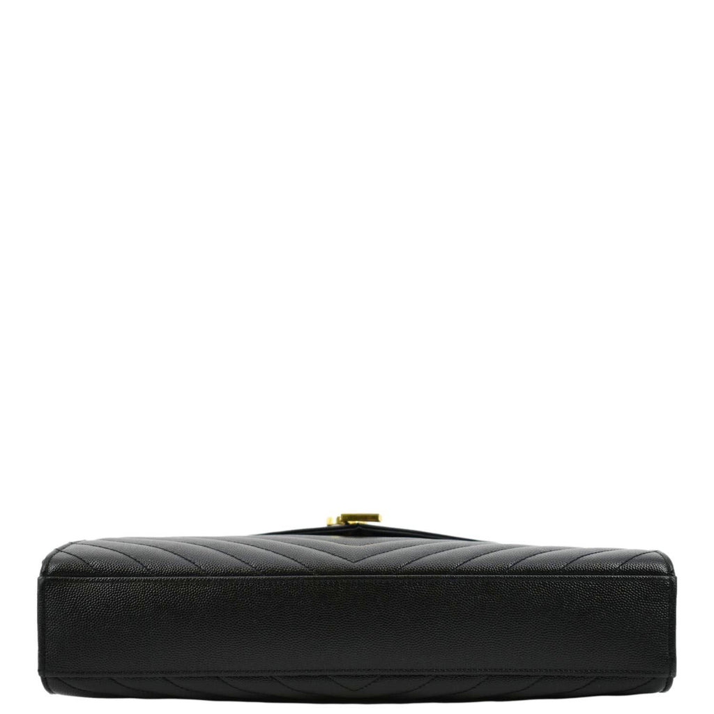 YVES SAINT LAURENT Large Envelope Flap Matelasse Leather Shoulder Bag Black