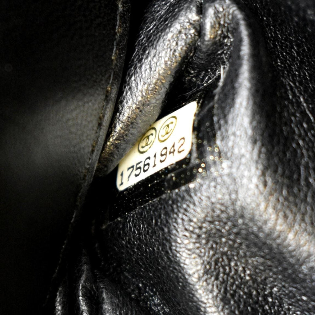 CHANEL Classic Flap with Zip Pocket Quilted Leather Satchel Shoulder Bag Black