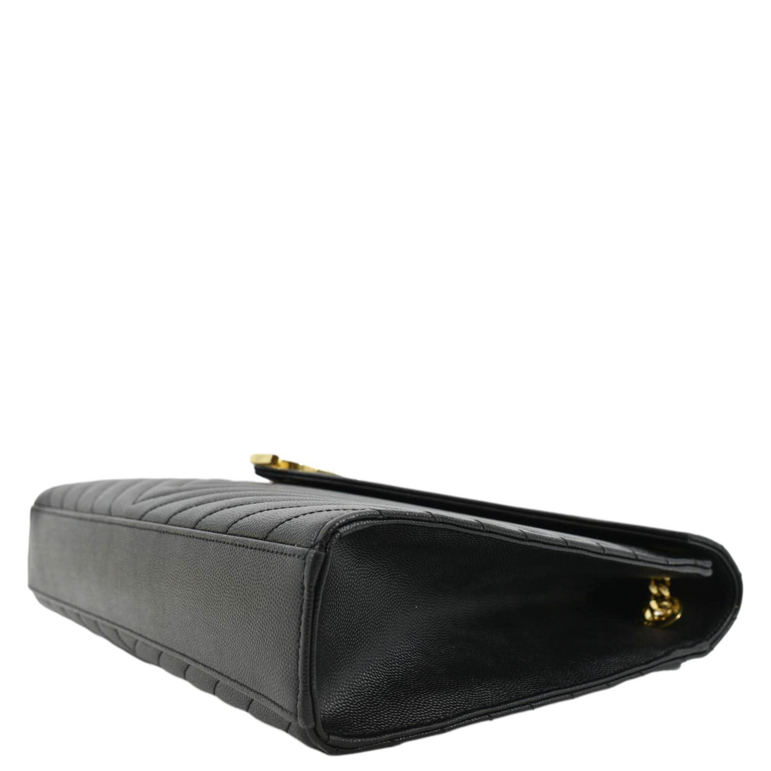 YVES SAINT LAURENT Large Envelope Flap Matelasse Leather Shoulder Bag Black