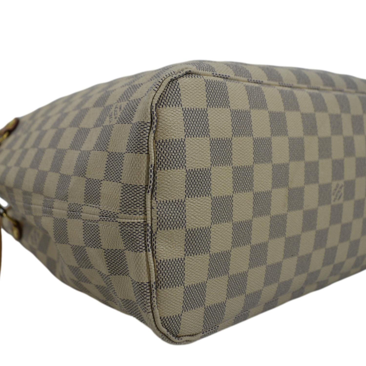 LOUIS VUITTON Neverfull MM Damier Azur Shoulder Bag White