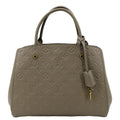 LOUIS VUITTON Montaigne MM Monogram Empreinte Shoulder Bag Tourterelle