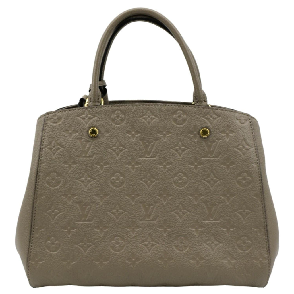 LOUIS VUITTON Montaigne MM Monogram Empreinte Shoulder Bag Tourterelle