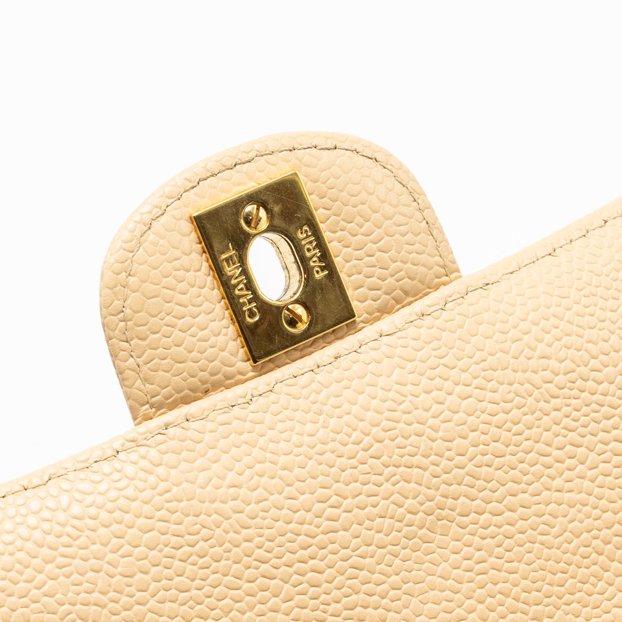 Chanel East-West Flap Shoulder Bag Caviar Beige