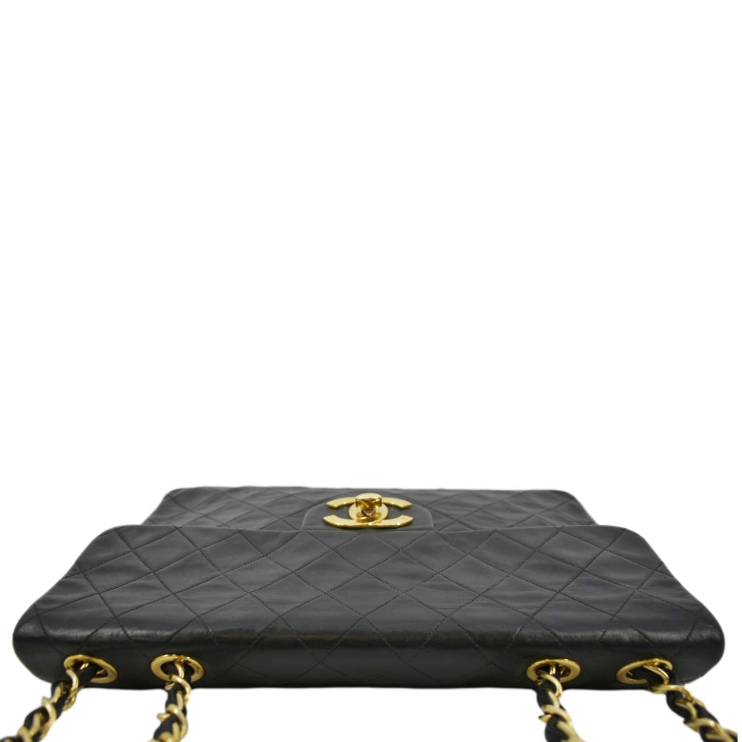 CHANEL Maxi Vintage Flap Quilted Leather Shoulder Bag Black