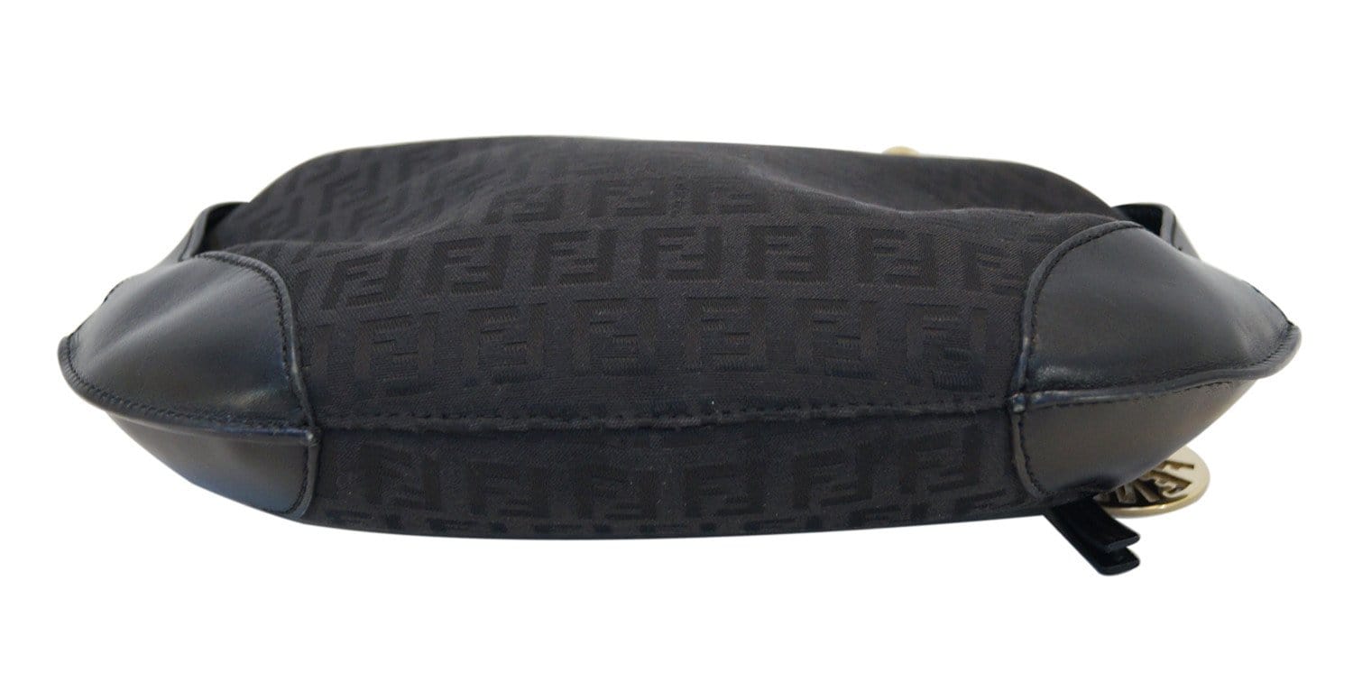 Fendi Zucchino Canvas Black Hobo Shoulder Bag