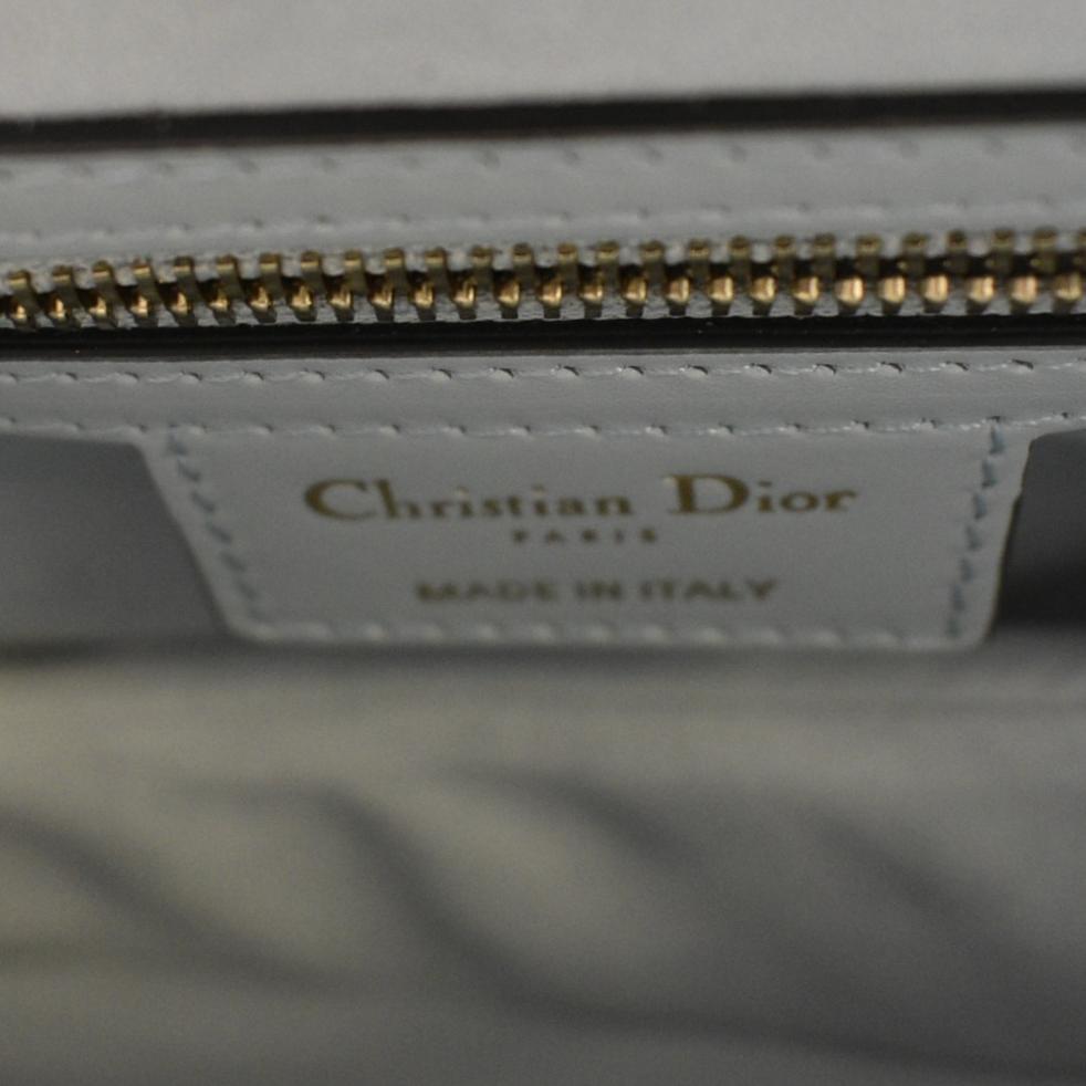 CHRISTIAN DIOR Saddle Smooth Calfskin Leather Satchel Shoulder Bag Placid Blue