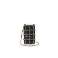 Chanel Gold Clutch O Chain Phone Holder black