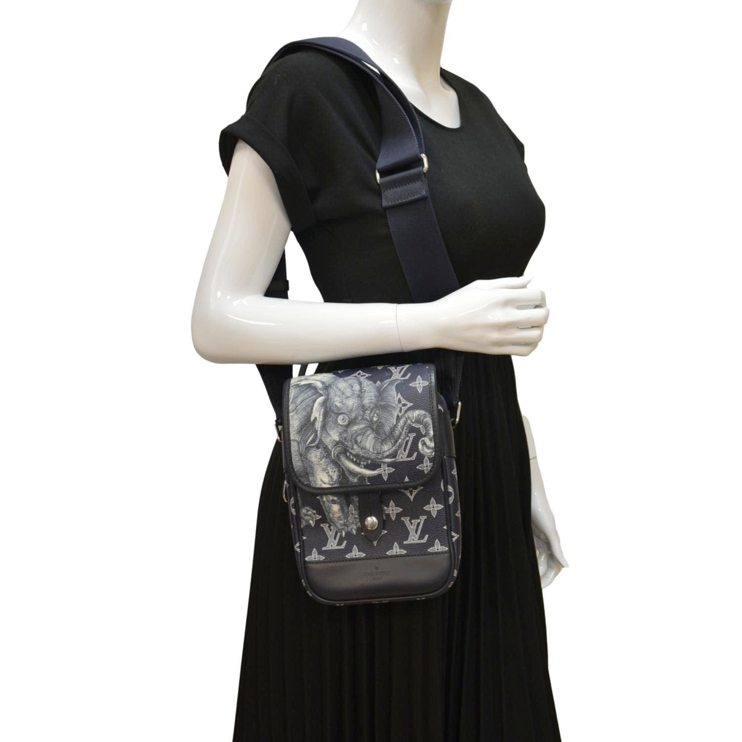 LOUIS VUITTON Monogram Savanna Elephant Chapman Brothers Canvas Shoulder Bag Blue