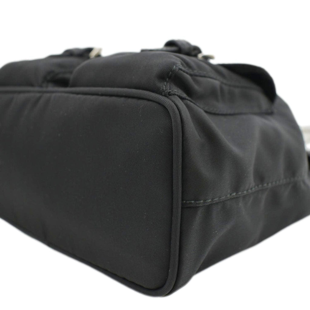 PRADA Double Pocket Mini Nylon Backpack Shoulder Bag Black