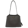 PRADA Matinee Saffiano Leather Shoulder Bag Fumo