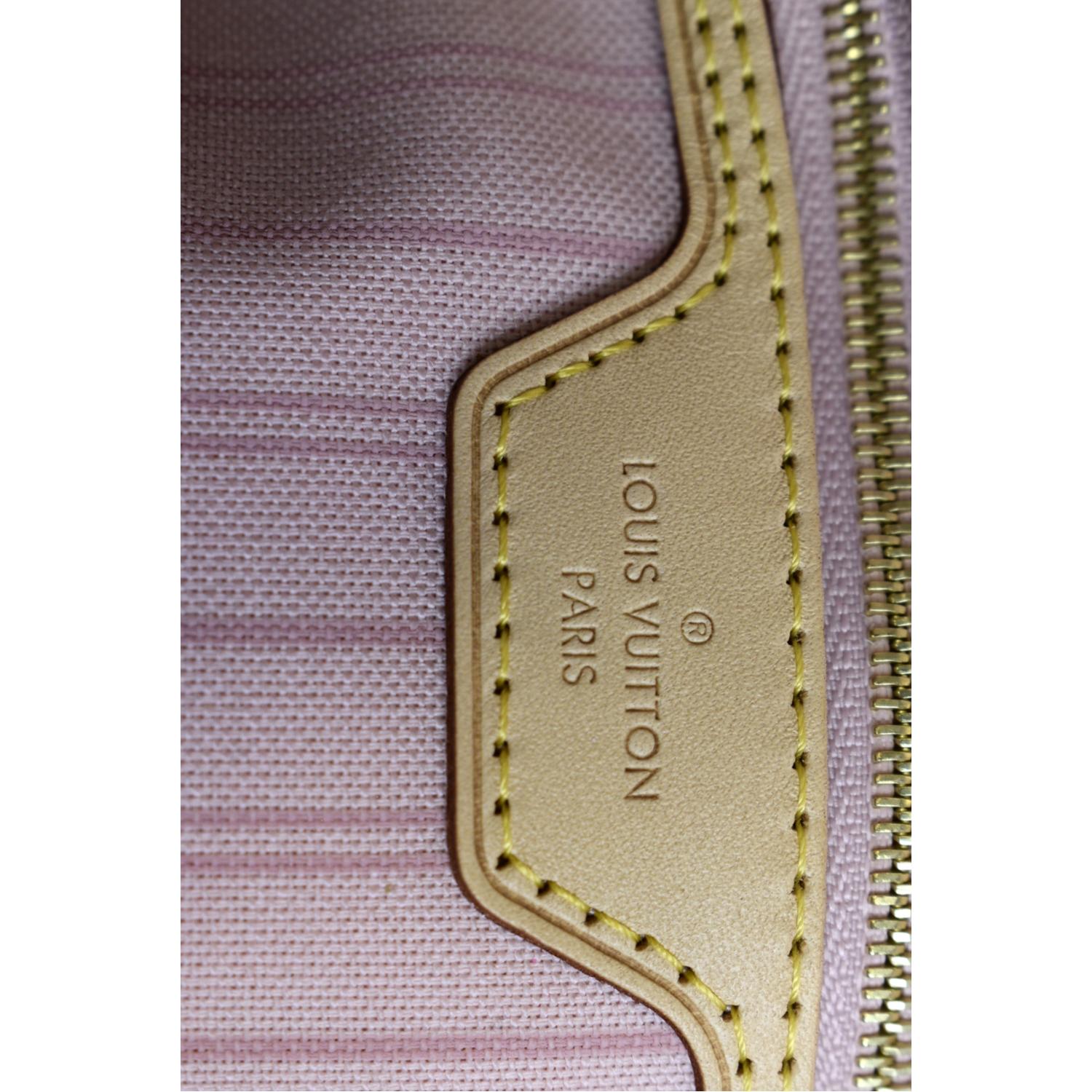 LOUIS VUITTON Neverfull MM Damier Azur Shoulder Bag Rose Ballerine