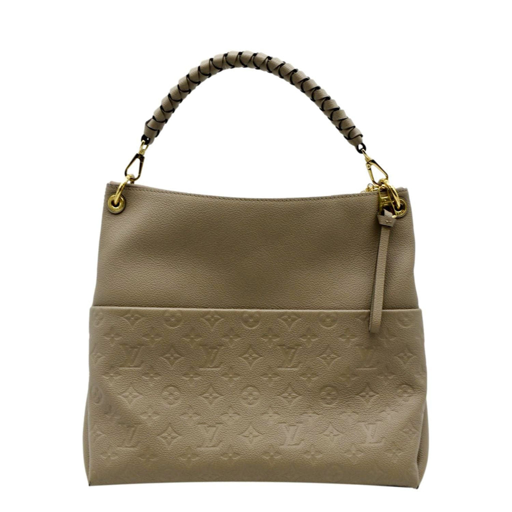LOUIS VUITTON Maida Monogram Empreinte Leather Hobo Shoulder Bag Tourterelle