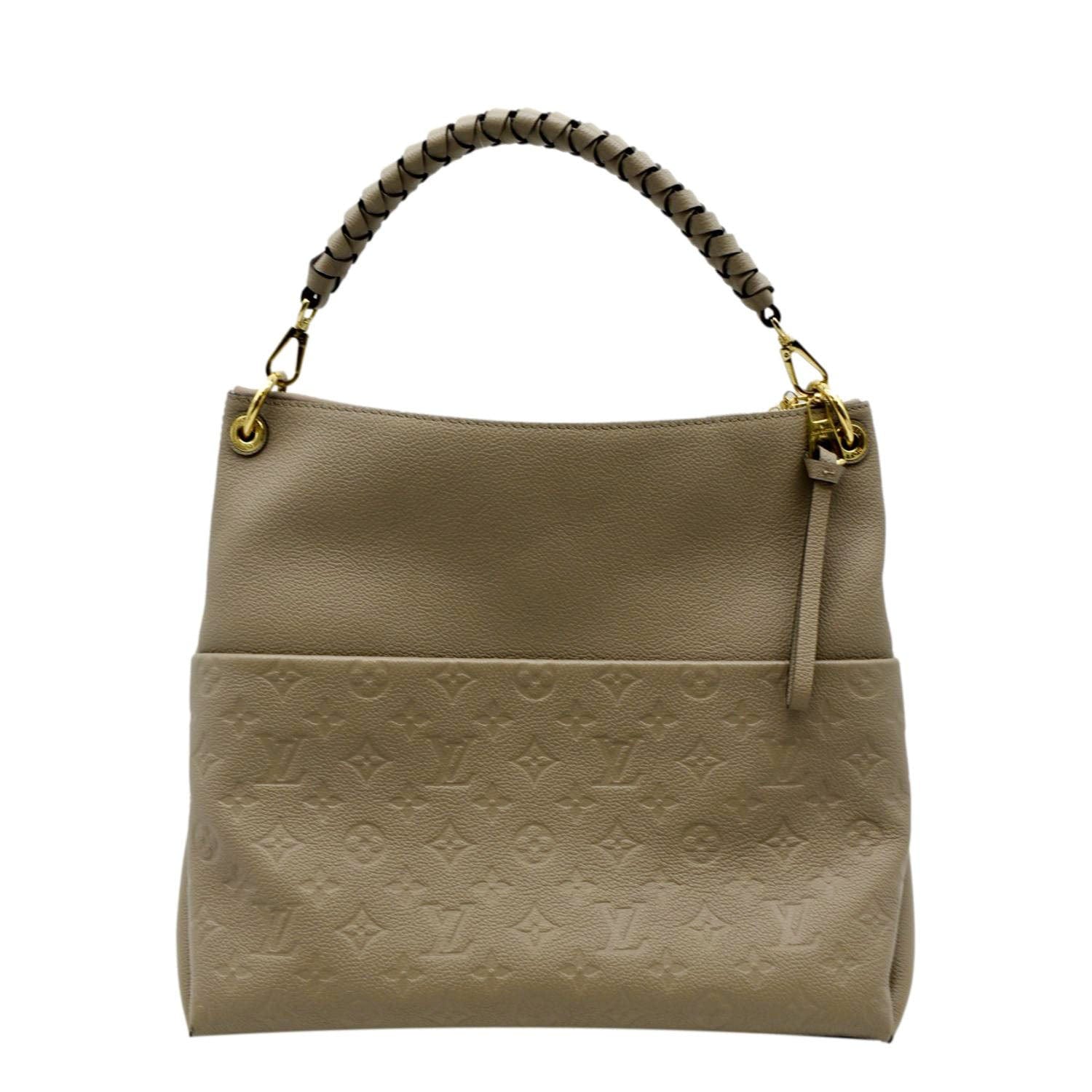 LOUIS VUITTON Maida Monogram Empreinte Leather Hobo Shoulder Bag Tourterelle