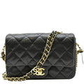 CHANEL Mini Flap Grained Calfskin Leather Shoulder Bag Black