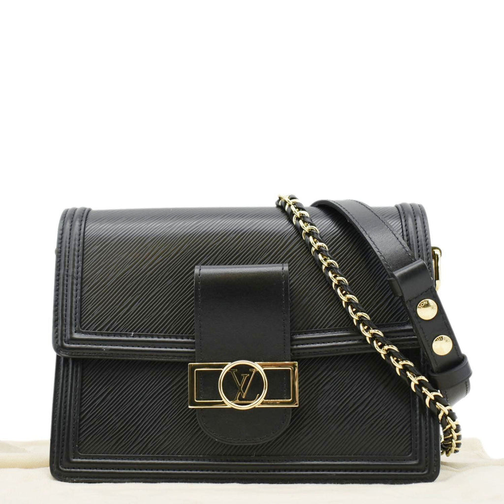 LOUIS VUITTON Dauphine MM Epi Leather Shoulder Bag Black