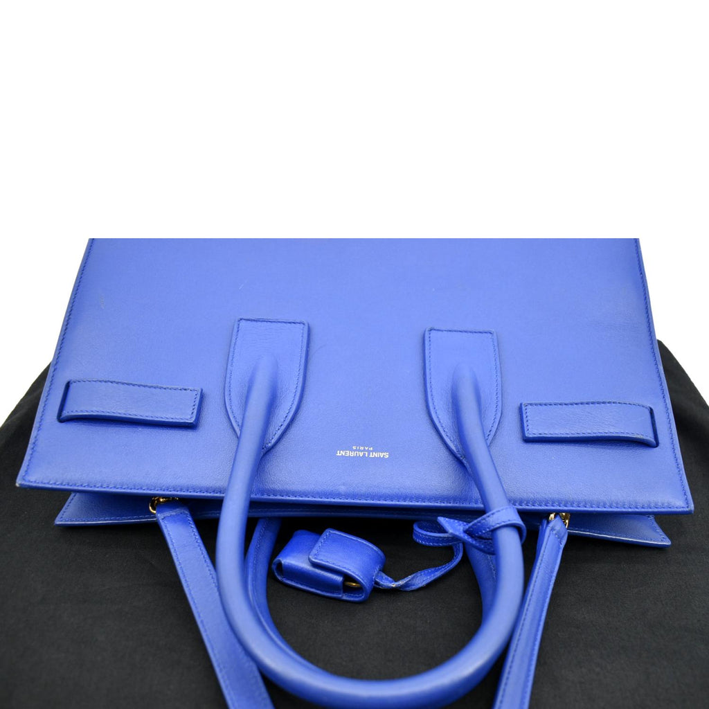 YVES SAINT LAURENT Sac de Jour Leather Shoulder Bag Blue