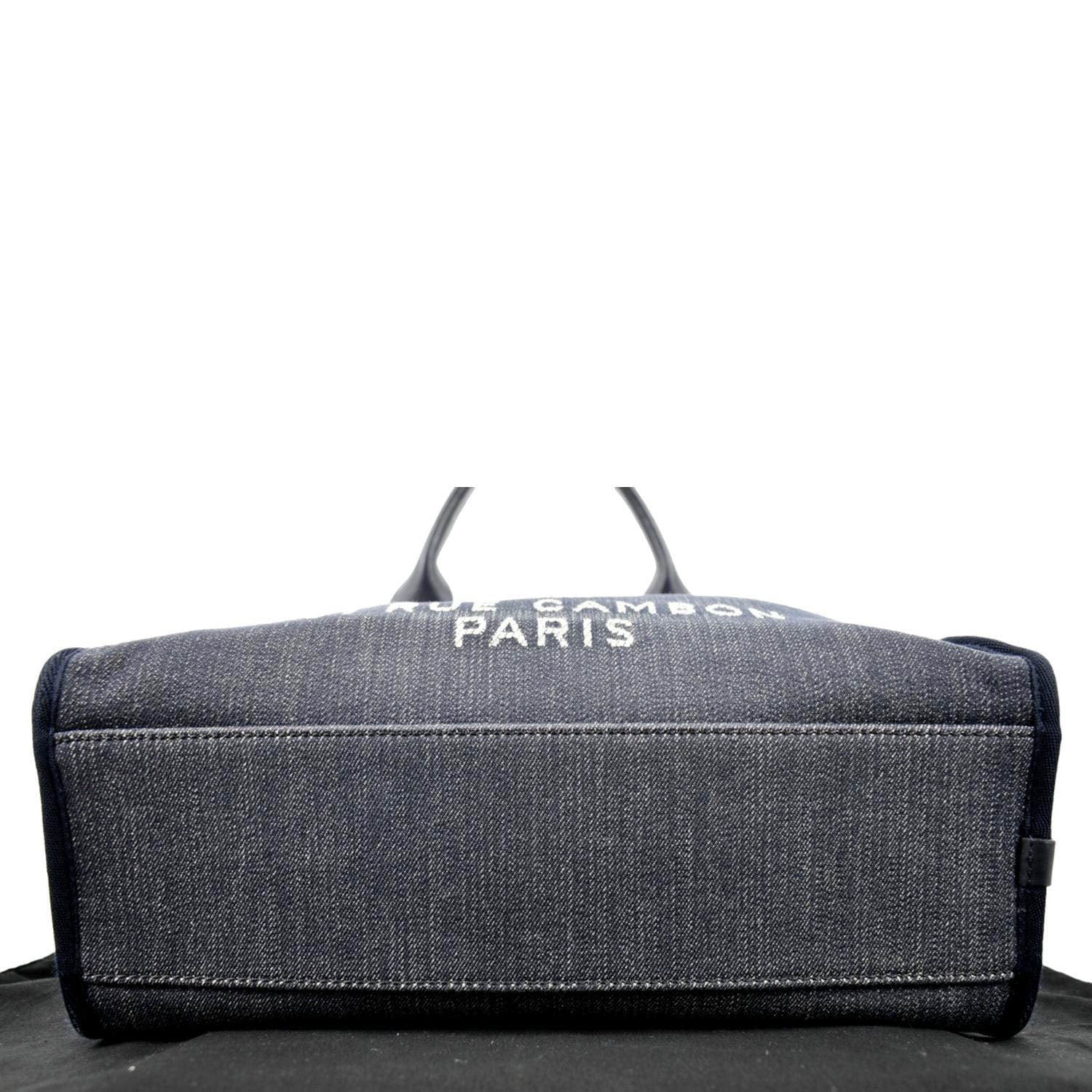 CHANEL Deauville Medium Bowling Denim Shoulder Bag Blue