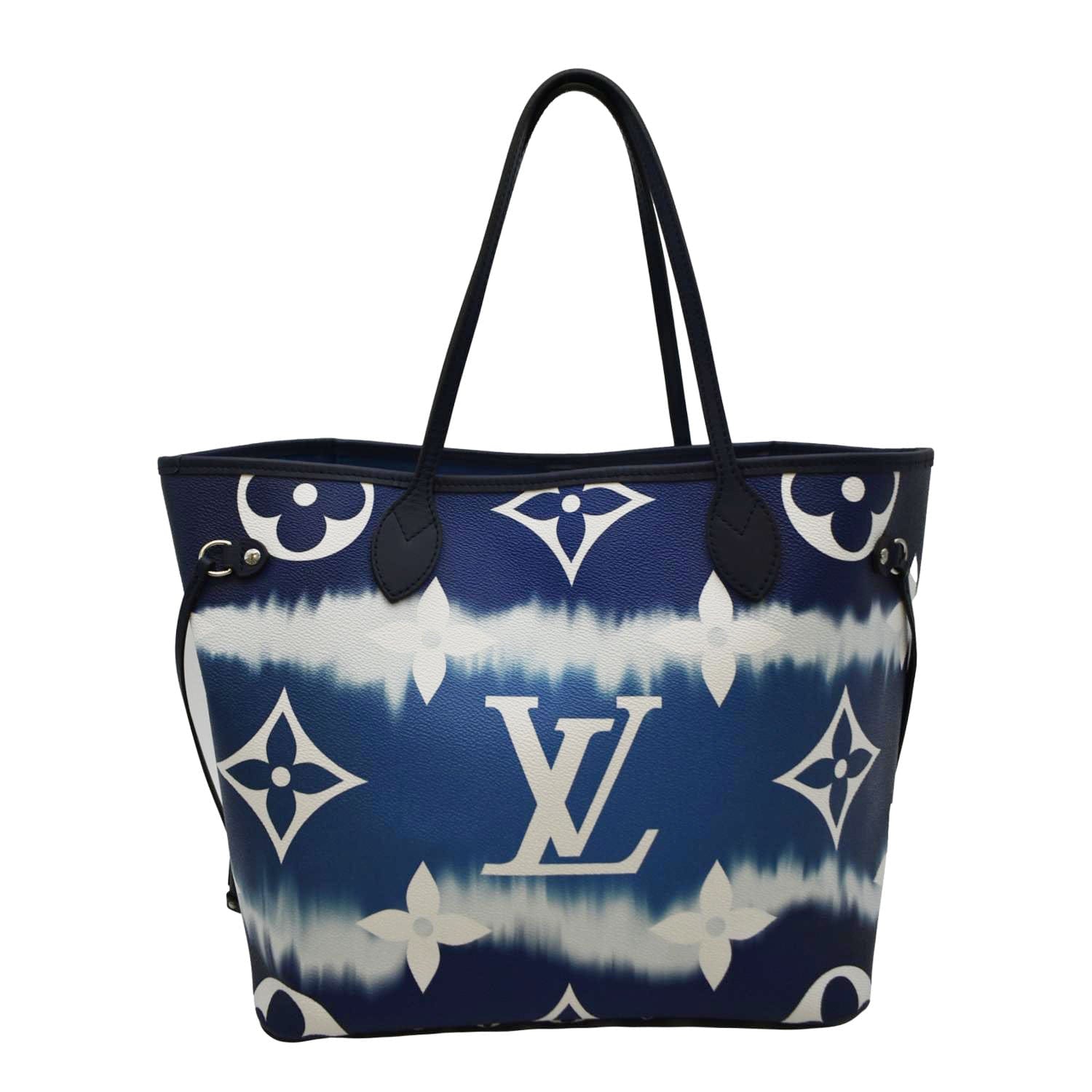 LOUIS VUITTON Neverfull MM Escale Monogram Canvas Shoulder Bag Blue