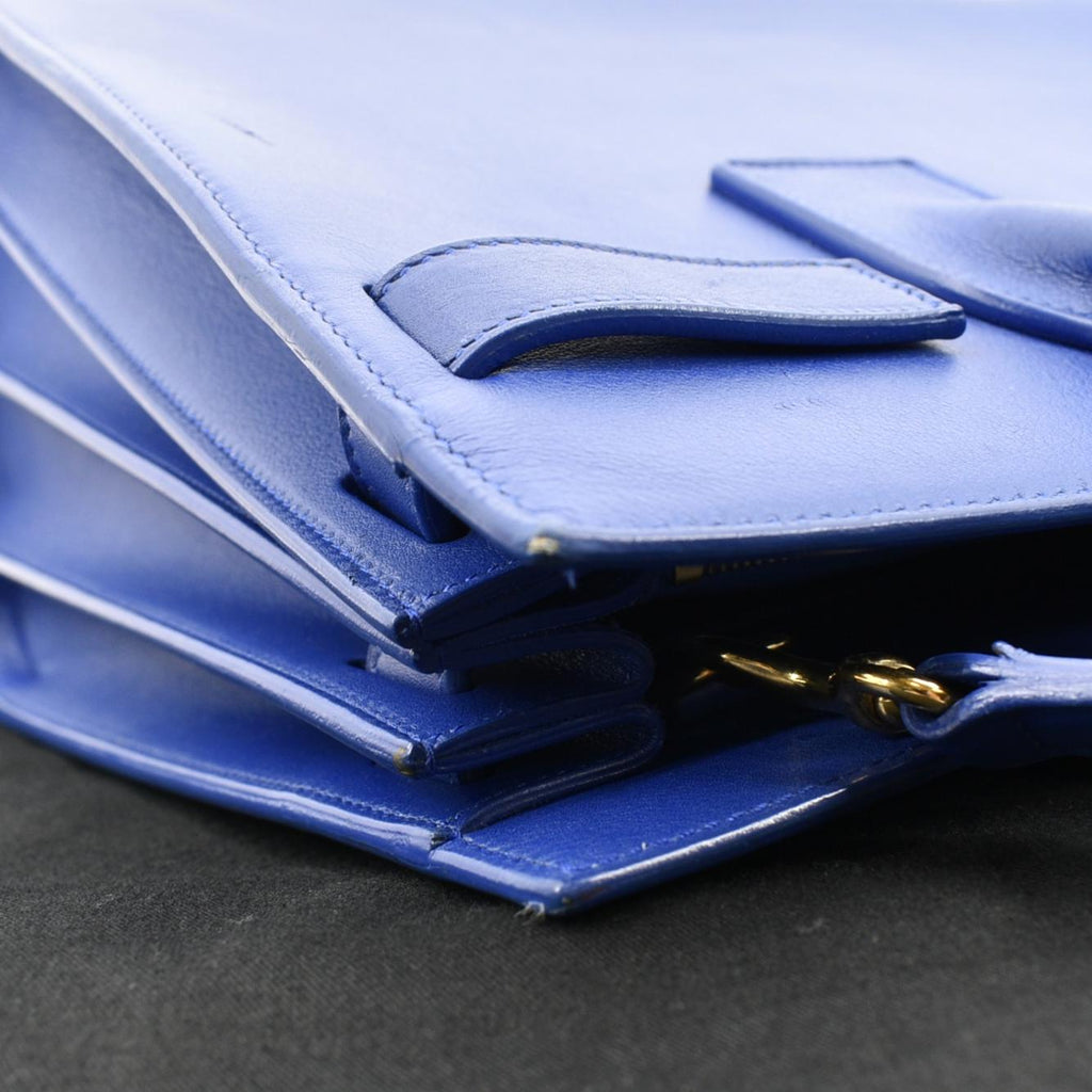 YVES SAINT LAURENT Sac de Jour Leather Shoulder Bag Blue