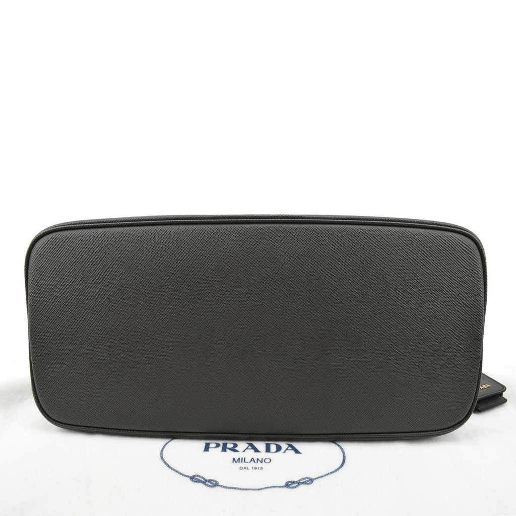 PRADA Matinee Saffiano Leather Shoulder Bag Fumo