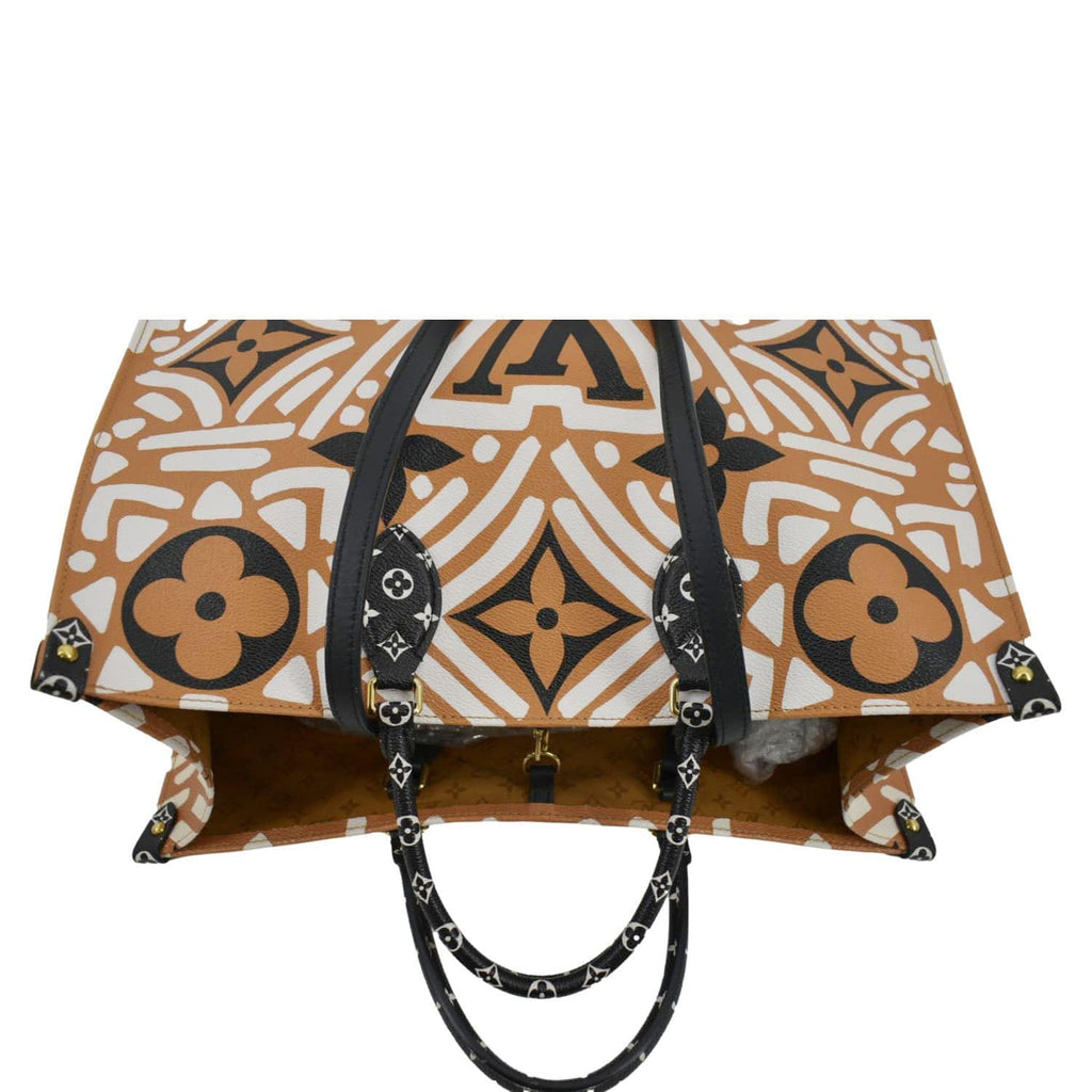LOUIS VUITTON Onthego GM Crafty Monogram Giant Canvas Shoulder Bag Caramel