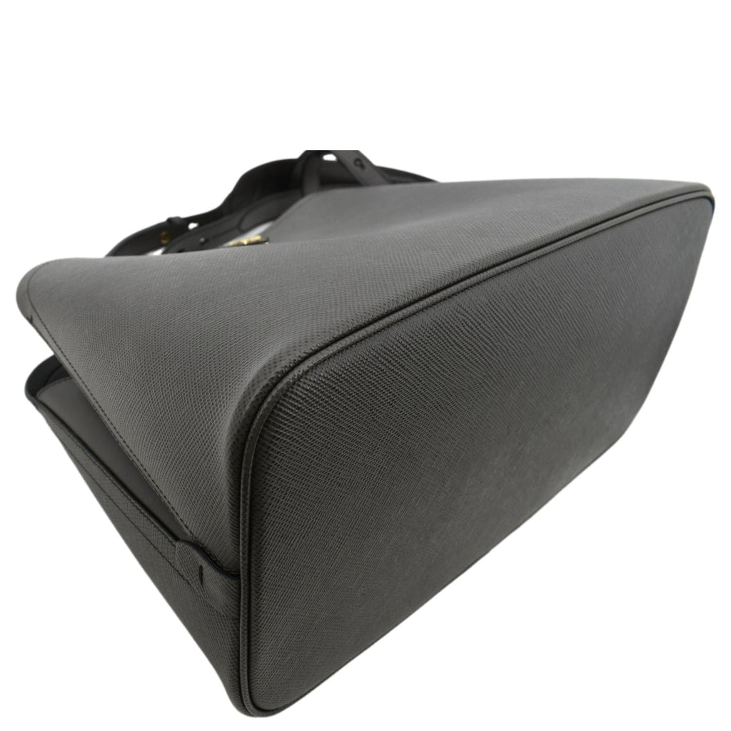 PRADA Matinee Saffiano Leather Shoulder Bag Fumo