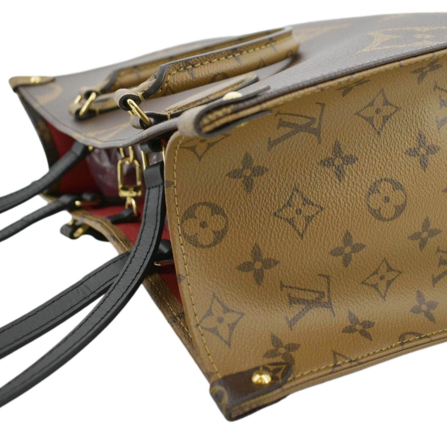 LOUIS VUITTON Onthego MM Giant Monogram Canvas Tote Shoulder Bag Brown