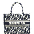 CHRISTIAN DIOR Book Small Oblique Embroidery Tote Bag Blue