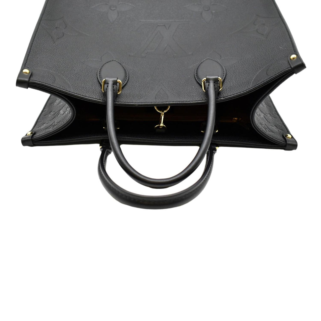LOUIS VUITTON Onthego MM Giant Monogram Empreinte Leather Tote Bag Black