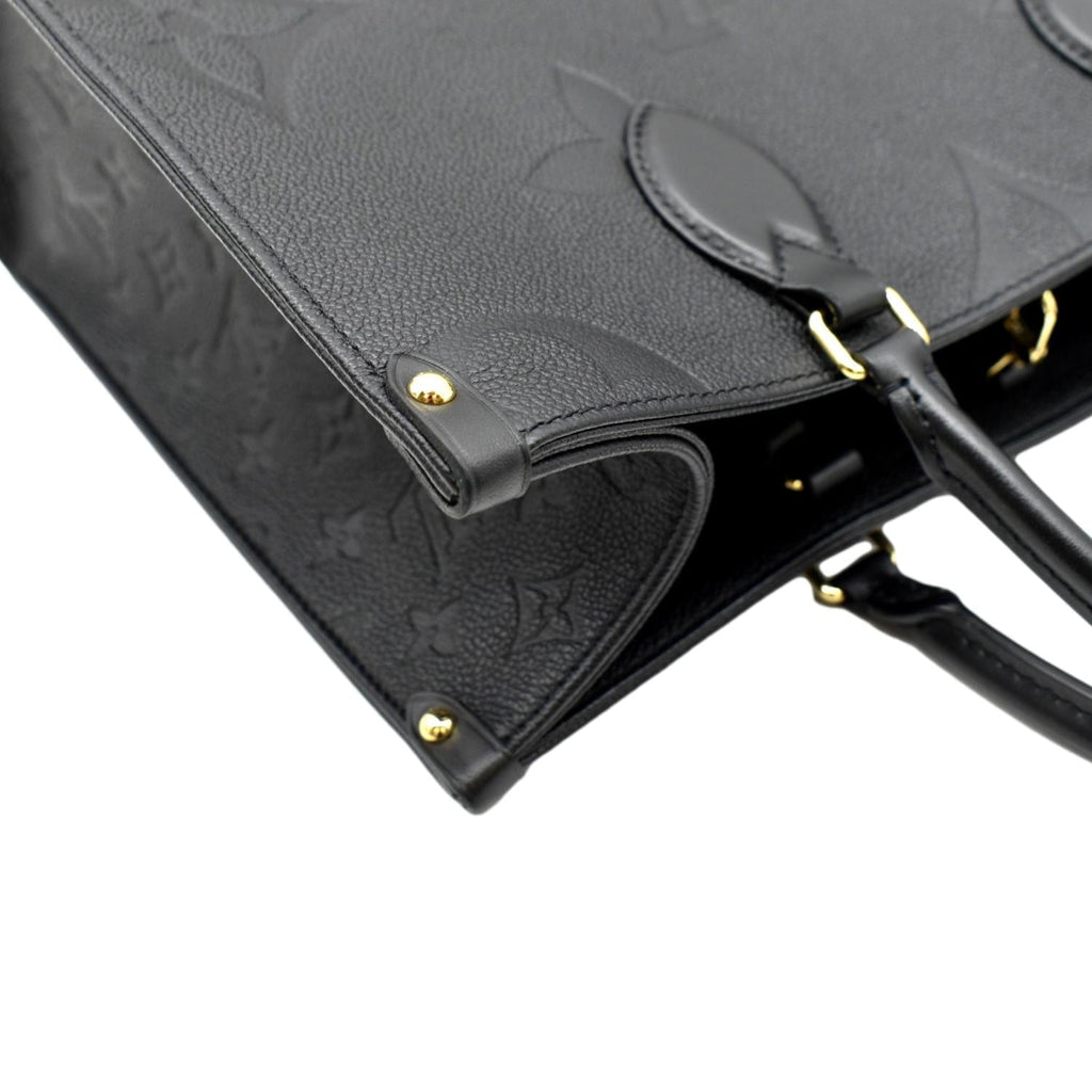 LOUIS VUITTON Onthego MM Giant Monogram Empreinte Leather Tote Bag Black