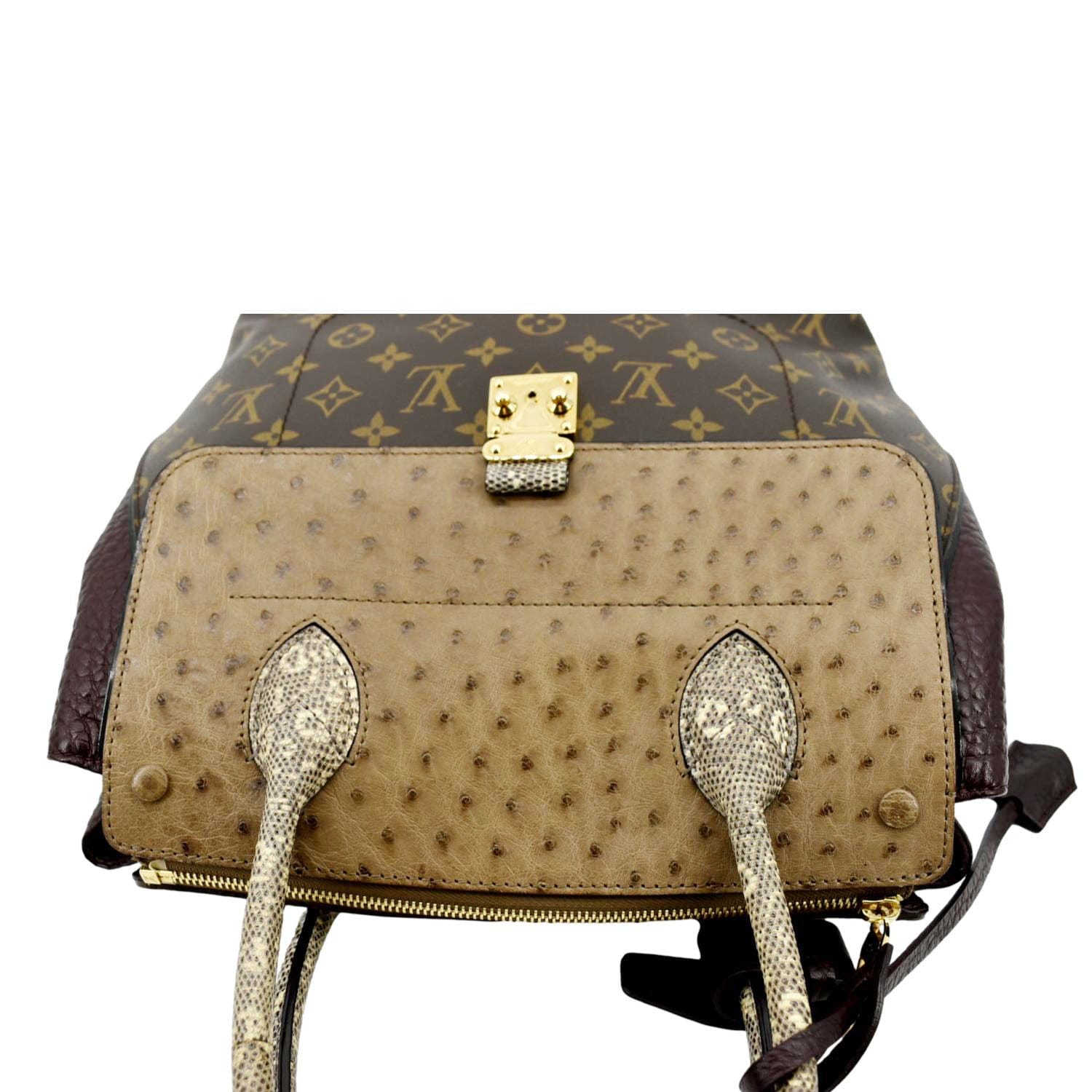 LOUIS VUITTON Majestueux Monogram Canvas Exotic Tote Bag Brown