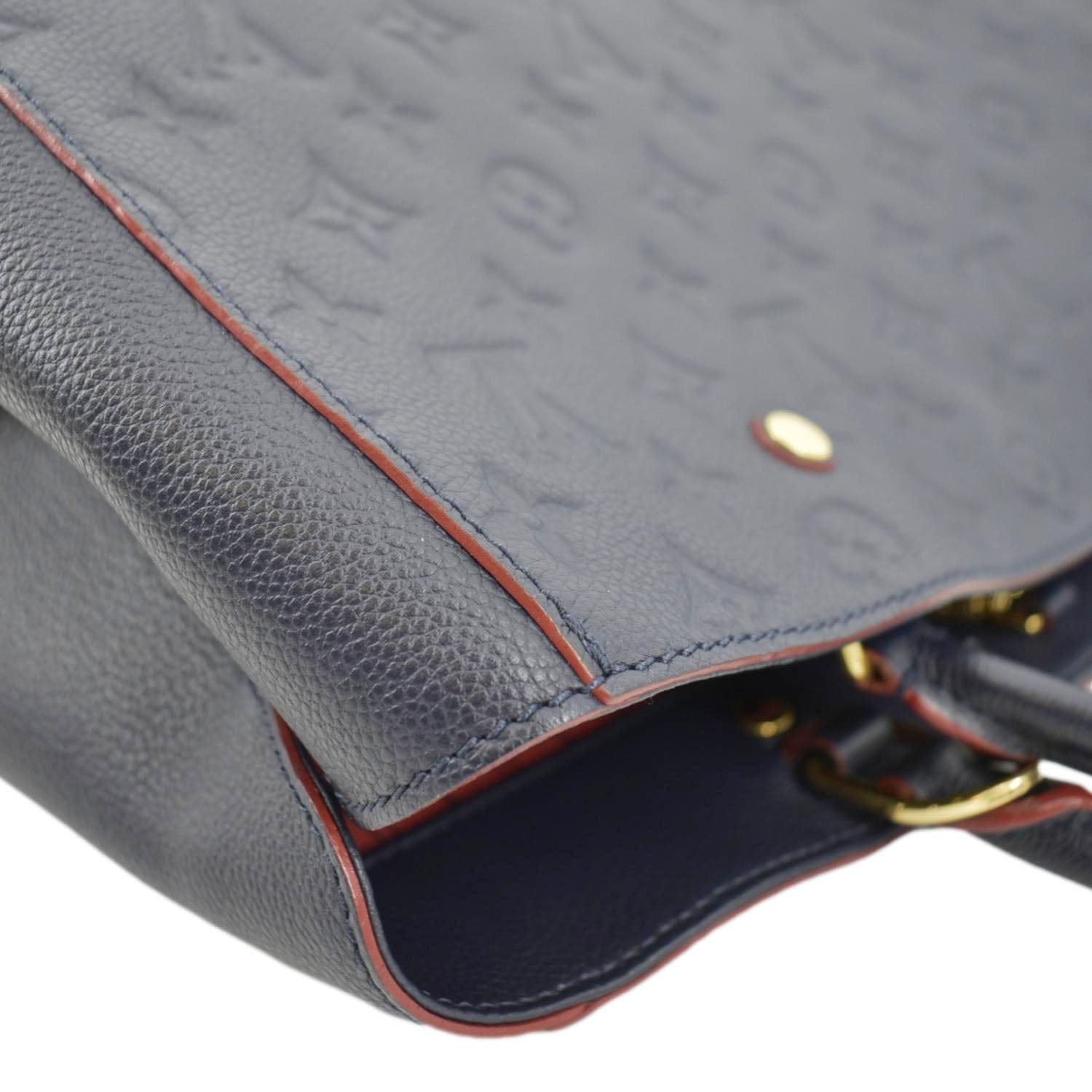 LOUIS VUITTON Montaigne GM Empreinte Leather Shoulder Bag Navy Blue