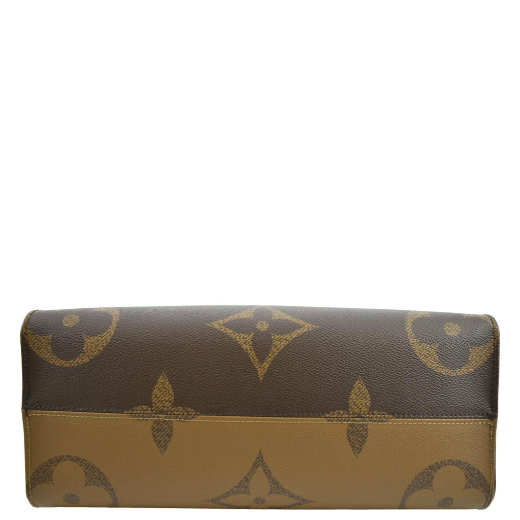 LOUIS VUITTON Onthego MM Giant Monogram Canvas Tote Shoulder Bag Brown