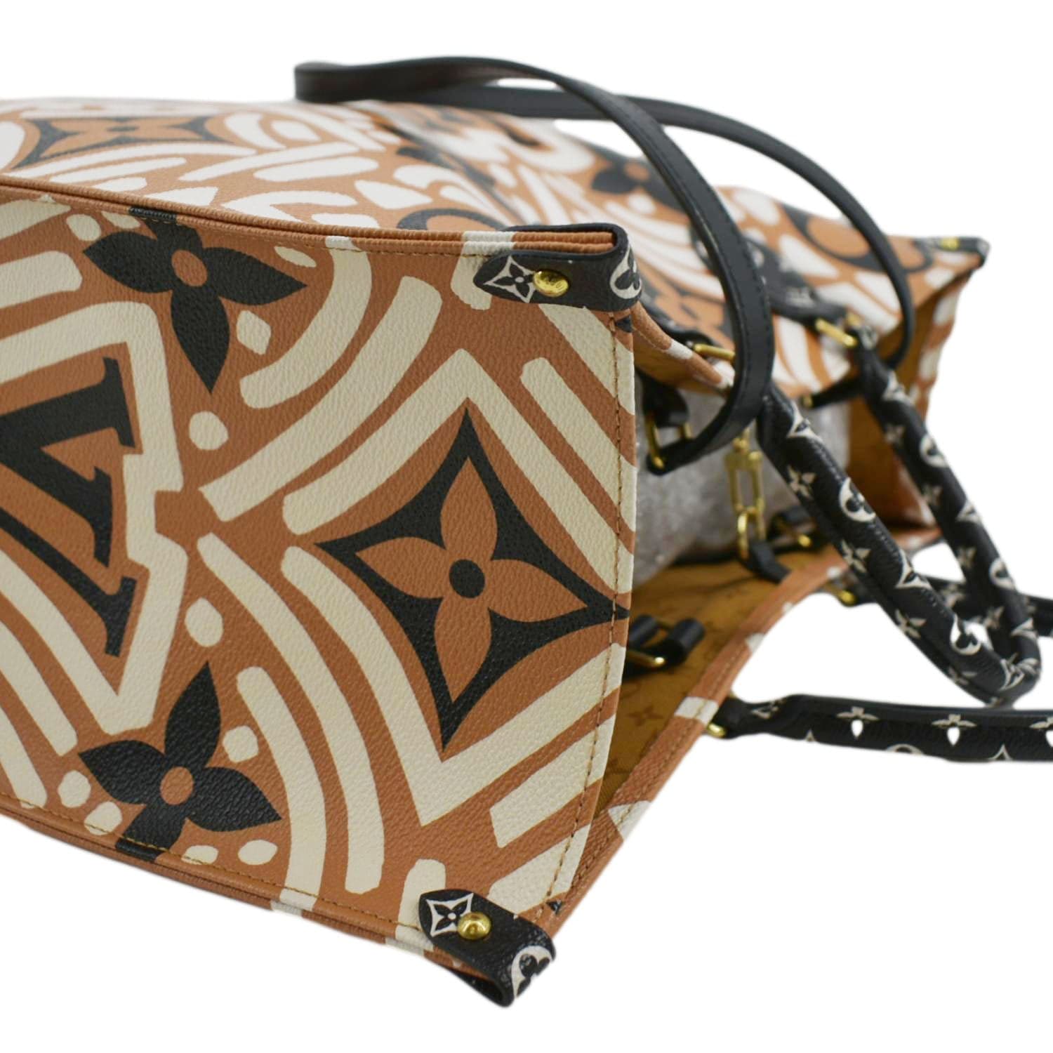 LOUIS VUITTON Onthego GM Crafty Monogram Giant Canvas Shoulder Bag Caramel