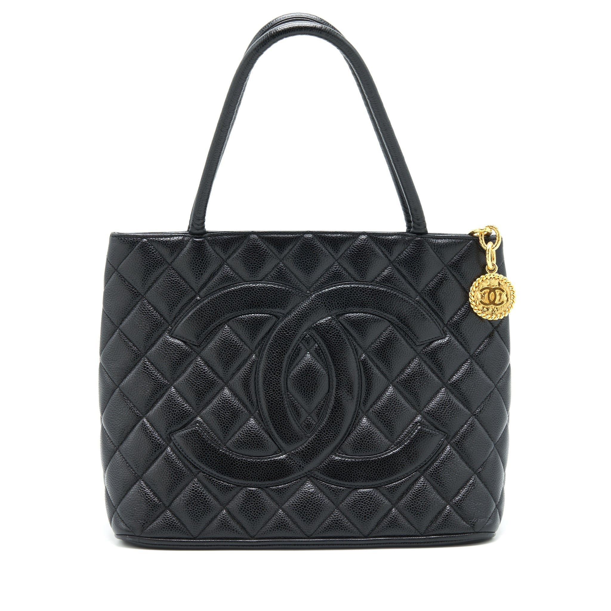 Chanel Vintage Medallion Tote Bag Caviar Black
