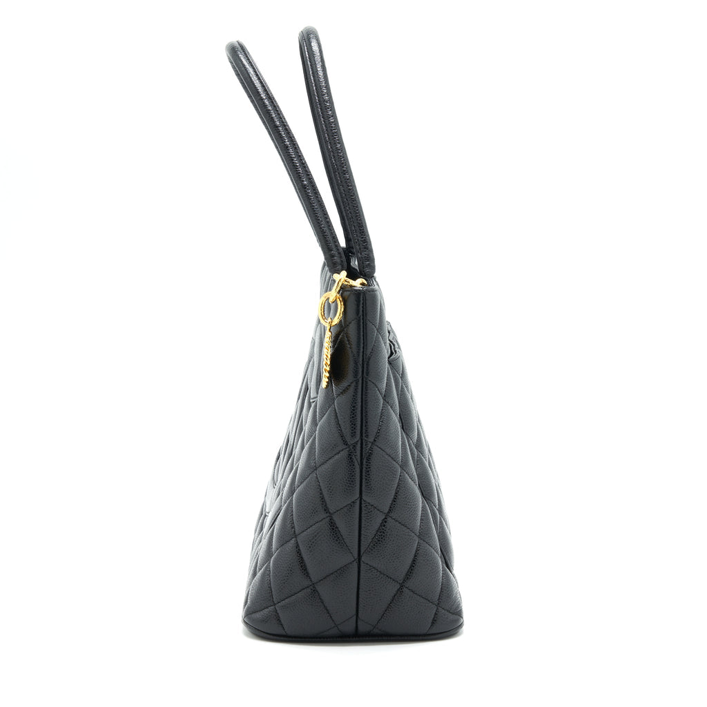 Chanel Vintage Medallion Tote Bag Caviar Black